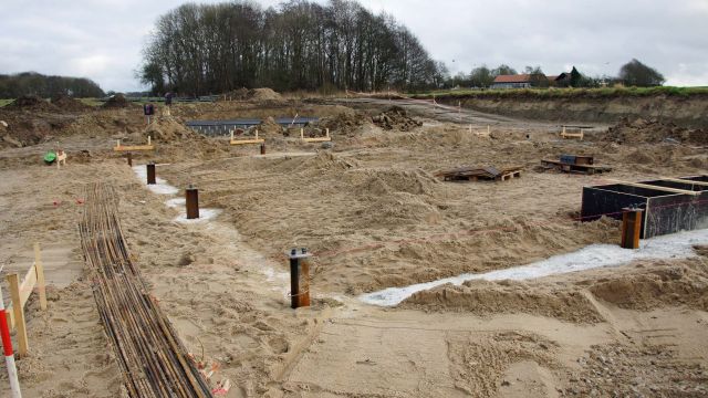 Støbning af den første del af fundamentet. 25-01-2020